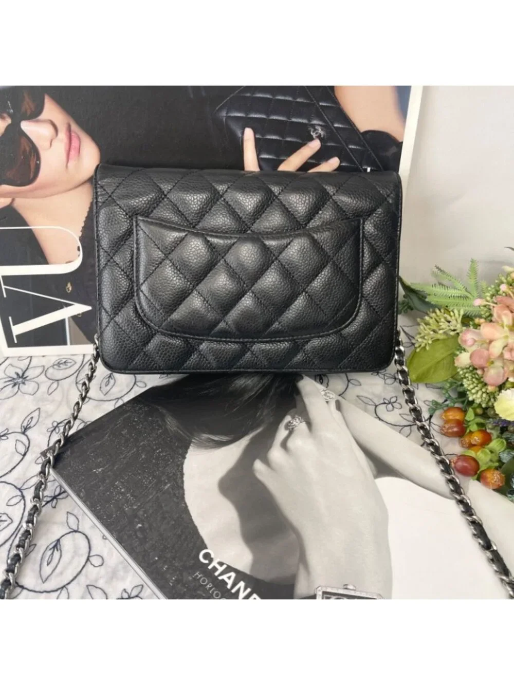 Chanel Chain Wallet Quilted Caviar Leather Shoulder Bag